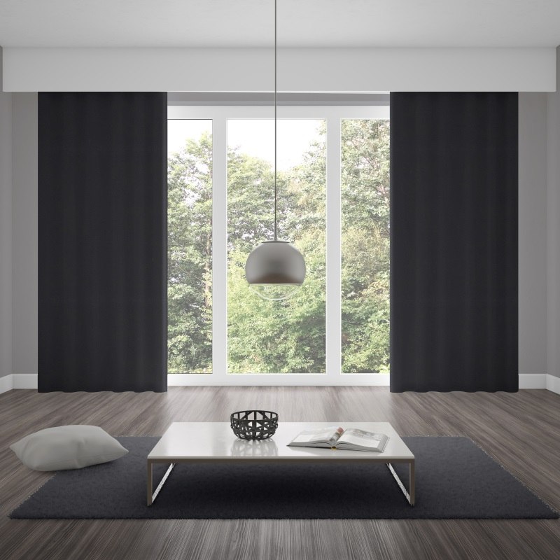 Bonny Onyx Plain Fabric Thermal Curtains NZ