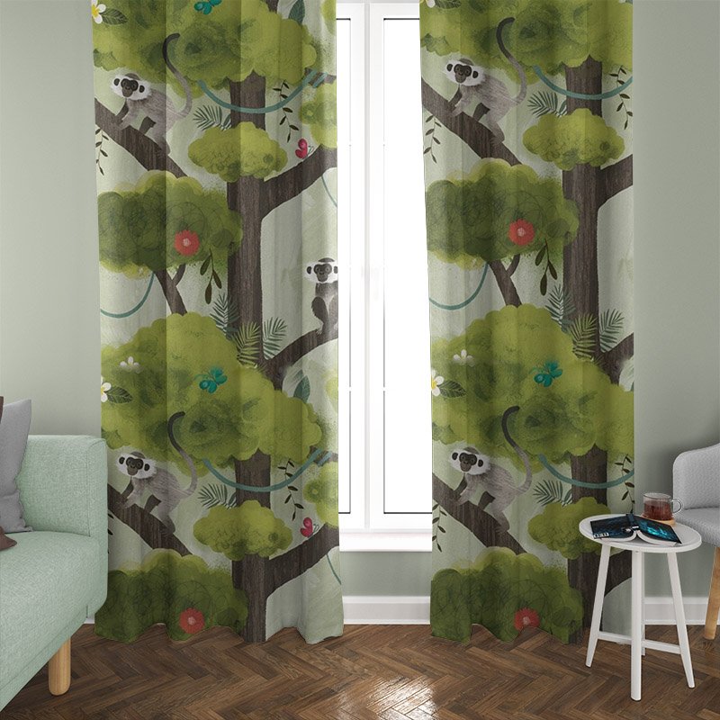 ready made curtains monkey tree